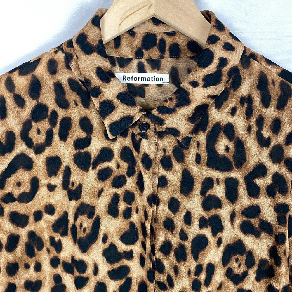 Reformation Violet Leopard Print Button Down Top - image 6
